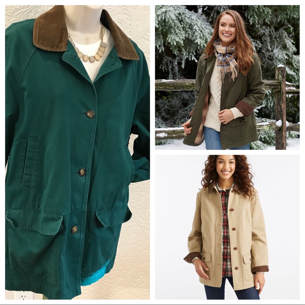 Barn Coat Cotton Green Flannel Lined